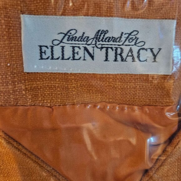 Linda Allard For Ellen Tracy Womens Orange Silk Button-Front Blazer Jacket Size - Picture 13 of 13
